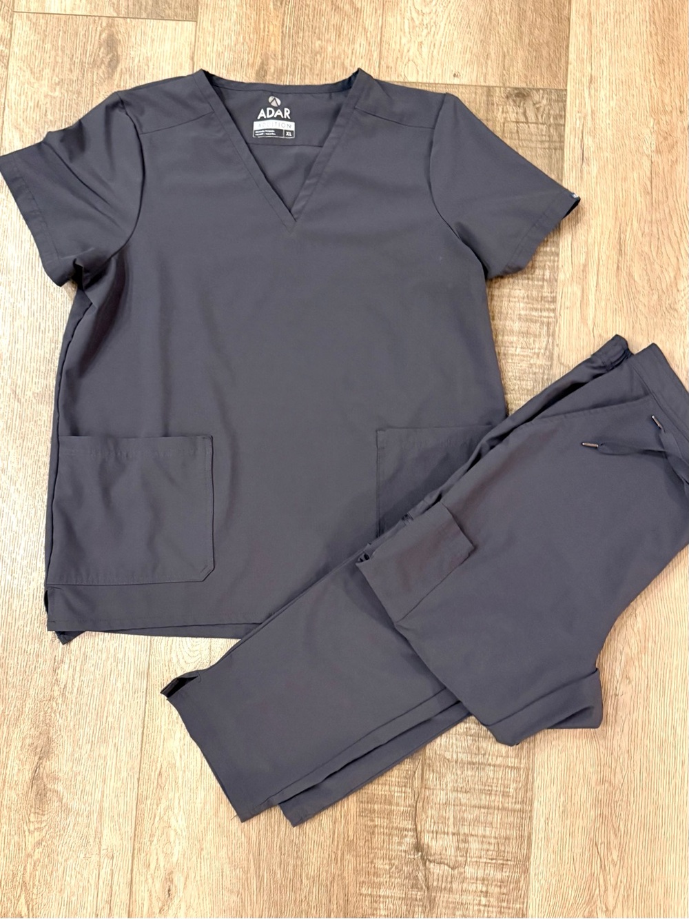 ADAR Addition Scrub Set Women’s XL Pewter Gray Stretch